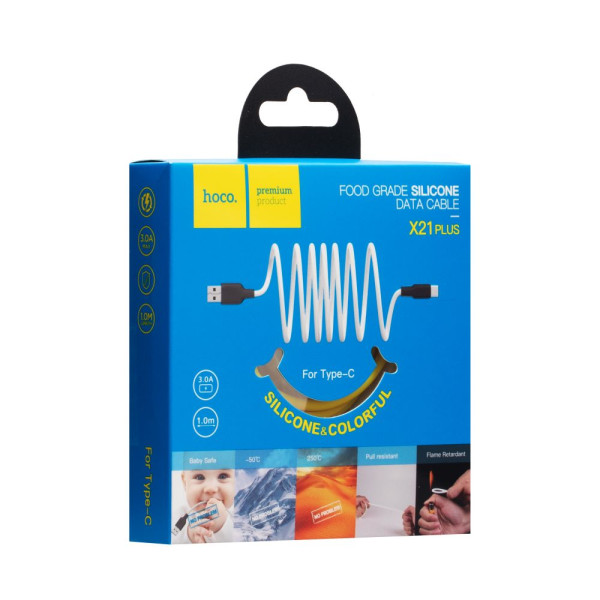 Кабель USB Hoco X21 Plus Silicone Type-C Чорно-Червоний
