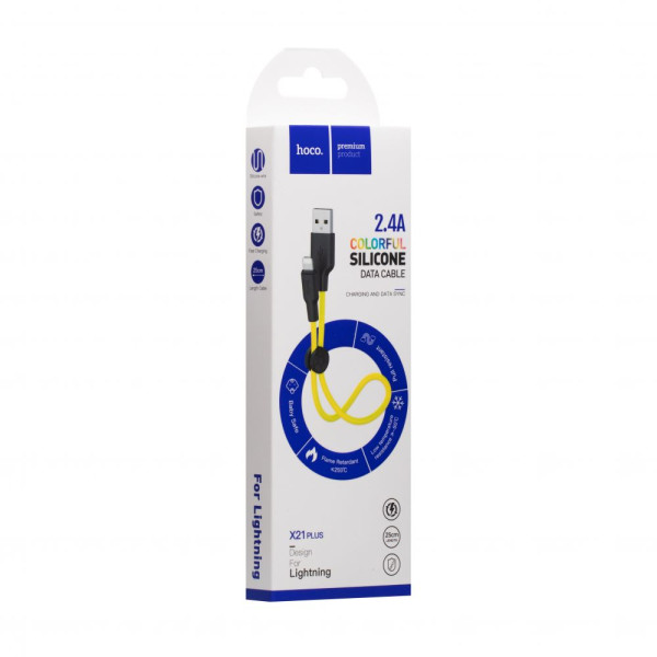 Кабель USB Hoco X21 Plus Silicone Lightning 0.25m Чорно-Червоний