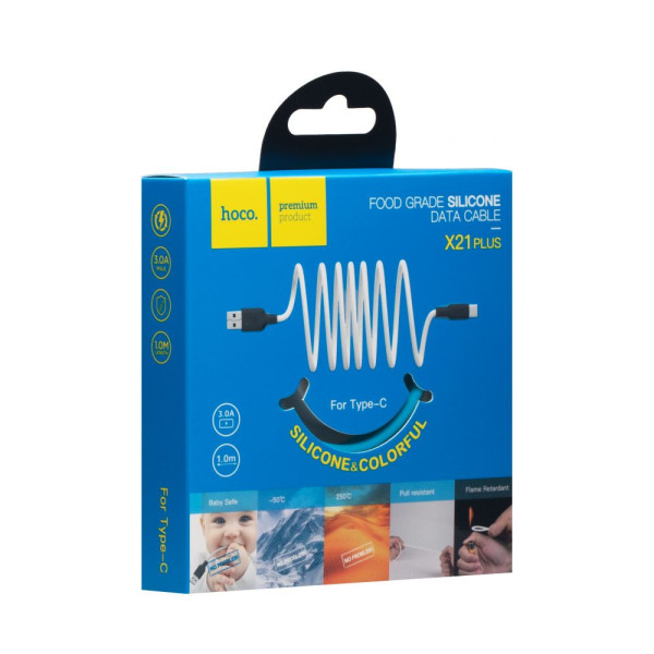 Кабель USB Hoco X21 Plus Silicone Type-C Чорно-Червоний
