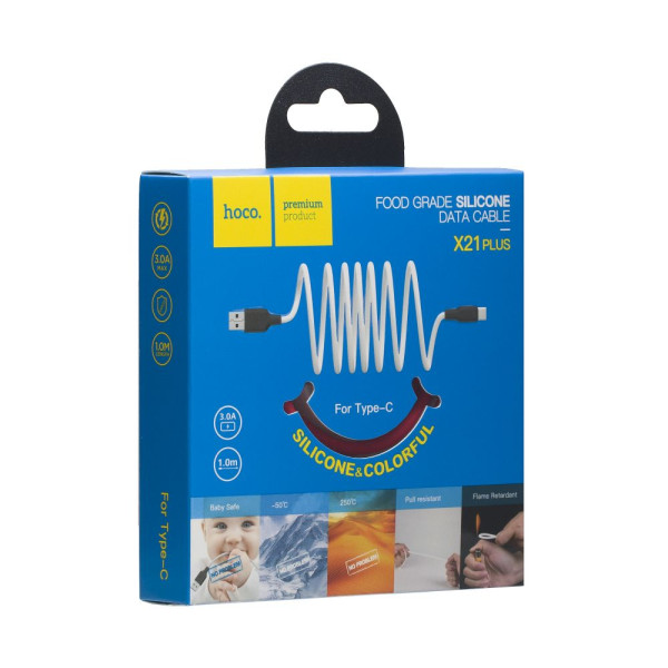 Кабель USB Hoco X21 Silicone Type-C Колір Чорно-Червоний