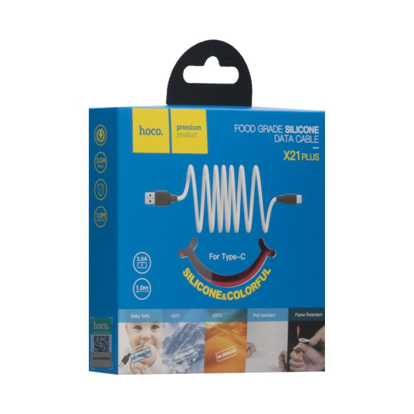 Кабель USB Hoco X21 Plus Silicone Type-C Чорно-Червоний