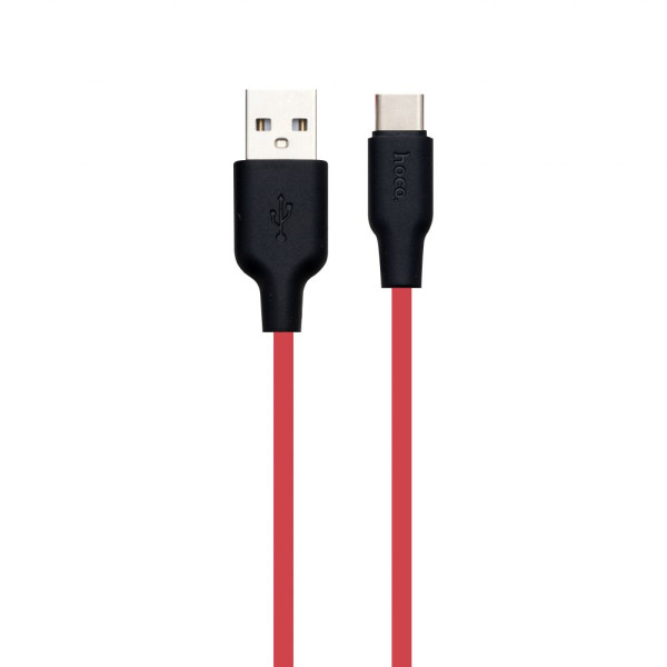 Кабель USB Hoco X21 Plus Silicone Type-C Чорно-Червоний