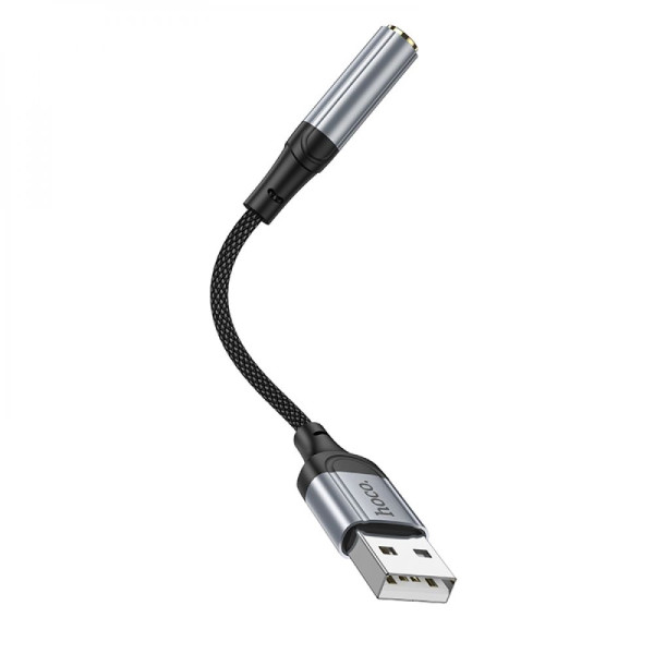 Перехідник Hoco LS36 Sound Card USB to AUX 3.5mm (female) 12cm Чорний