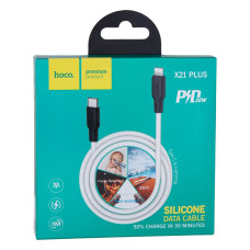 Кабель USB Hoco X21 Plus Silicone PD 20W Type-C to Lightning Чорно-Білий