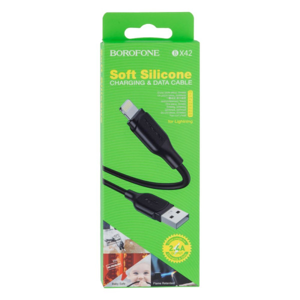 USB Borofone BX42 Silicone Lightning Цвет Черный