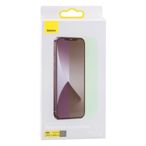 Защитное стекло Baseus 0.3 mm (Green Light) для iPhone 12/12 Pro (2 шт) SGAPIPH61P-LP02 Зеленый