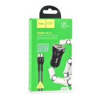 Авто Зарядное Устройство Hoco NZ5 Smooth road PD 30W+QC3.0 Type-C to Type-C Черный