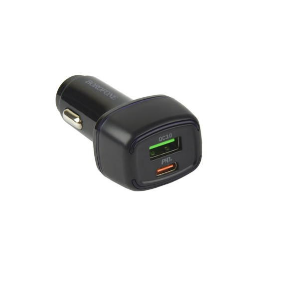 Авто Зарядное Устройство Borofone BZ14A PD20W+QC3.0 Type-C to Type-C 3A Черный