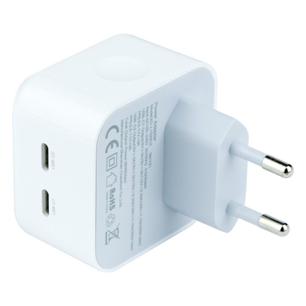Мережевий Зарядний Пристрій XO L102 EU Dual type-C port 35W Бiлий