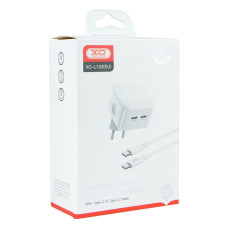 Мережевий Зарядний Пристрій XO L102 EU Dual type-C port 35W Type-C to Type-C Бiлий