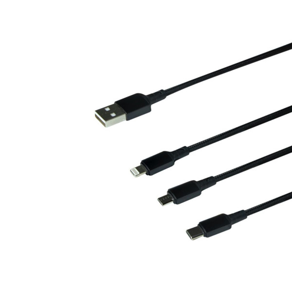 USB Borofone BX72 3-in-1 IP+Type-C+Micro Черный