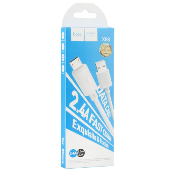 Кабель USB Hoco X88 Gratified Micro 2.4A Чорний