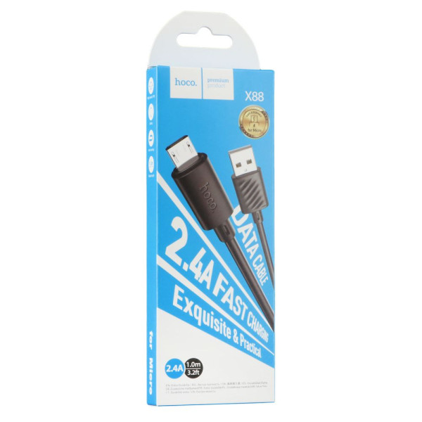 Кабель USB Hoco X88 Gratified Micro 2.4A Чорний