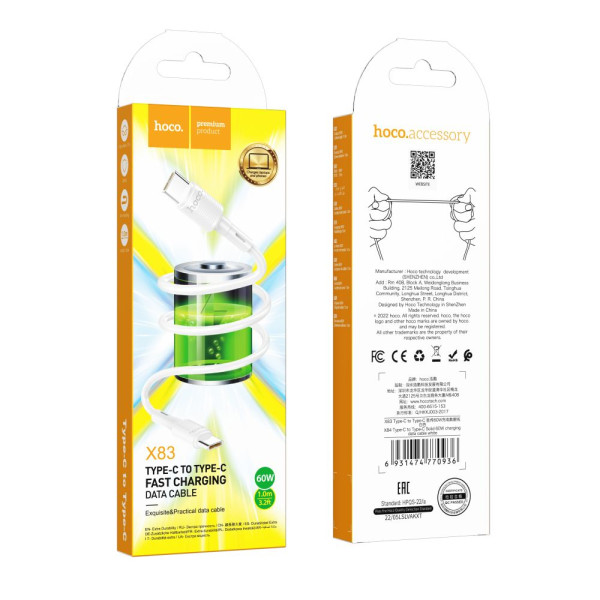 USB Hoco X83 60W Type-C to Type-C Белый USB Hoco X83 60W Type-C to Type-C Белый