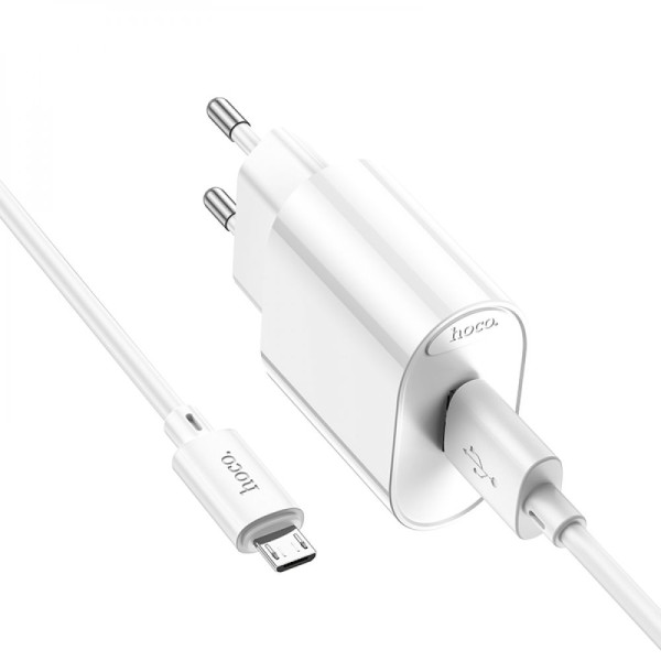 Мережевий Зарядний Пристрій Hoco C109A 1USB QC 18W+USB to Micro Бiлий