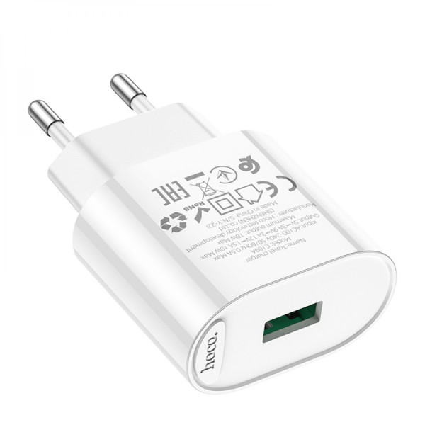 Сетевое Зарядное Устройство Hoco C109A 1USB QC 18W Белый