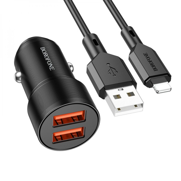 Автомобільний Зарядний Пристрій Borofone BZ19 Wisdom Lightning 2.4A Сапфірово-синій