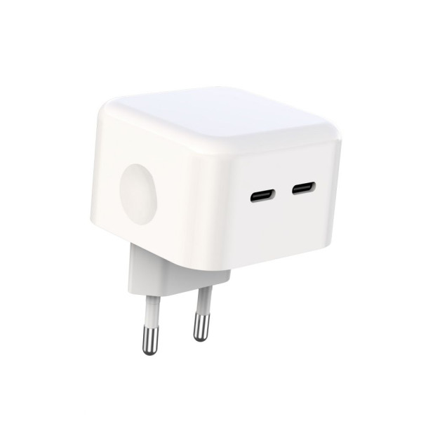 Мережевий Зарядний Пристрій XO L102 EU Dual type-C port 35W Type-C to Lightning Бiлий
