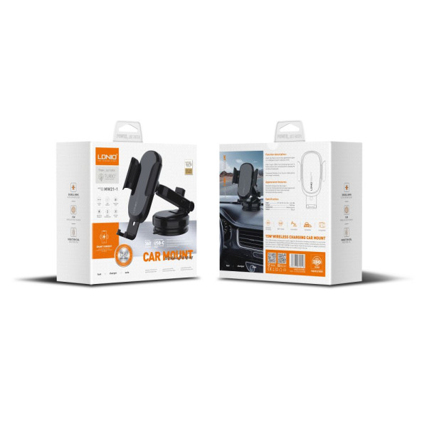 Автодержатель LDNIO MW21-1 Wireless 15W Черный