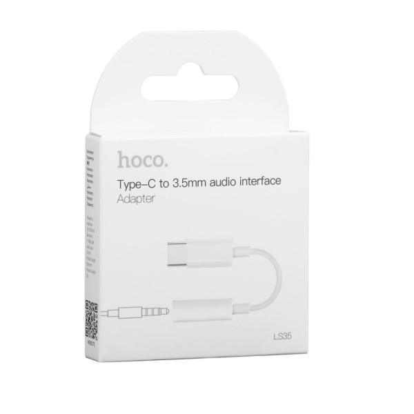 Перехідник Hoco LS35 Type-C to AUX 3.5mm (female) 8cm Бiлий