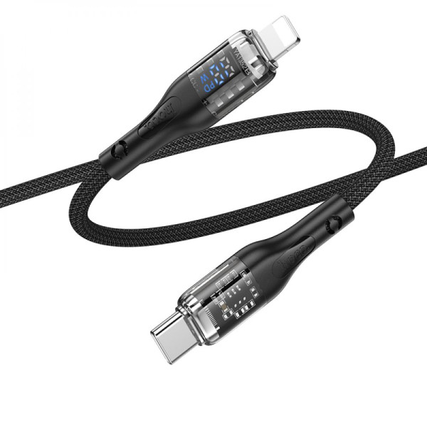 USB Hoco U115 Transparent PD20W With Display Type-C to Lightning 1.2m Черный