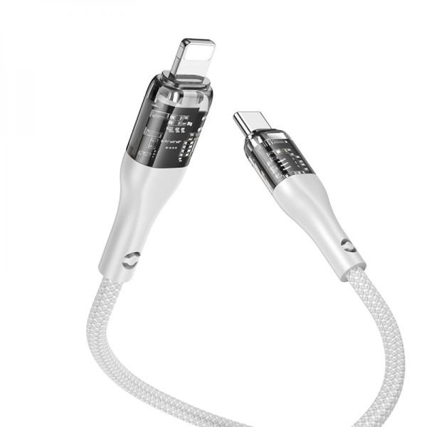 USB Hoco U115 Transparent PD20W With Display Type-C to Lightning 1.2m Черный
