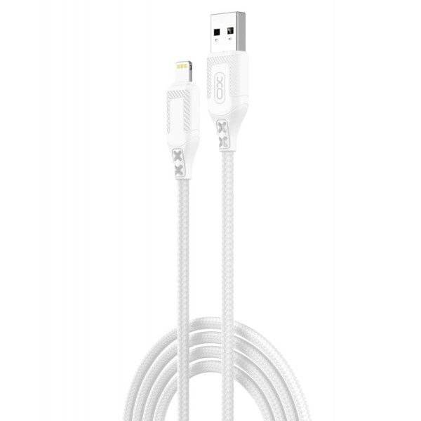 USB XO NB235 Zebra series Braided 2.4A Lightning Белый
