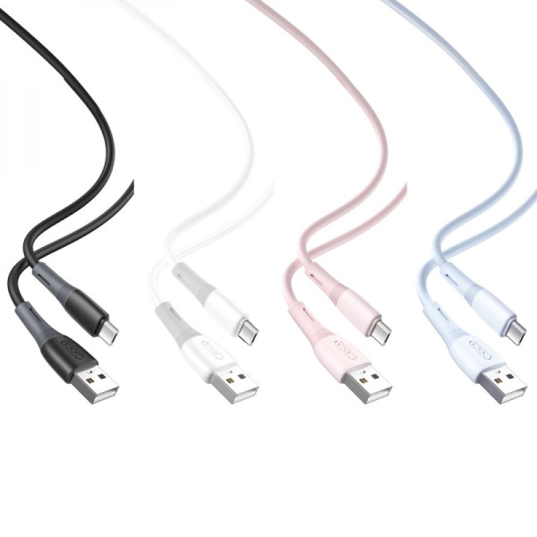 USB XO NB225 Silicone two-color Type C Розовый