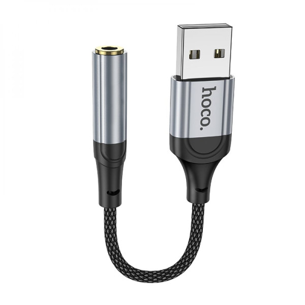 Перехідник Hoco LS36 Sound Card USB to AUX 3.5mm (female) 12cm Чорний