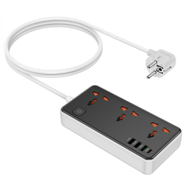 Мережевий Подовжувач Hoco AC8A PD30W/QC18W/1C3A 1.5m Чорний