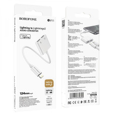 Перехідник Borofone BV11 Dual iP digital audio converter Бiлий