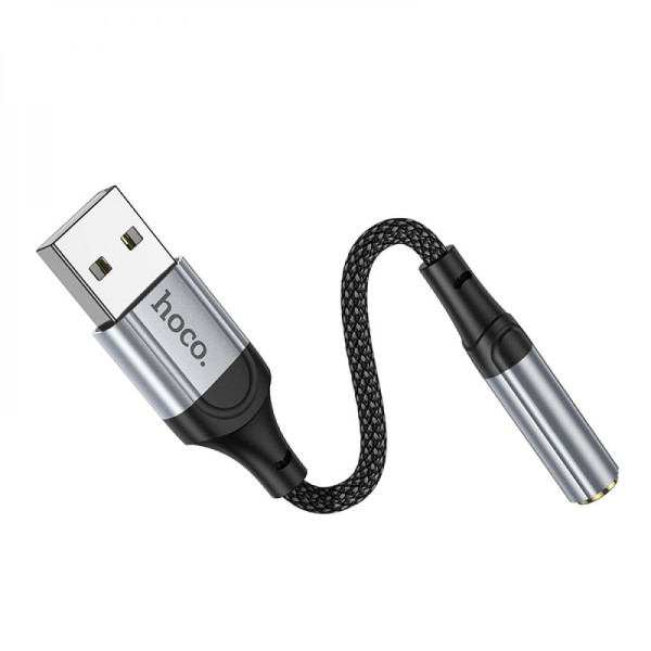Перехідник Hoco LS36 Sound Card USB to AUX 3.5mm (female) 12cm Чорний