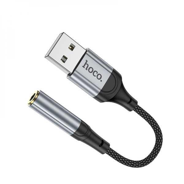 Перехідник Hoco LS36 Sound Card USB to AUX 3.5mm (female) 12cm Чорний
