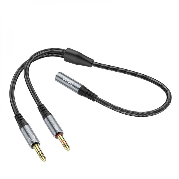 Audio Splitter  Hoco UPA21 2-in-1 3.5 female to 2 male Серый