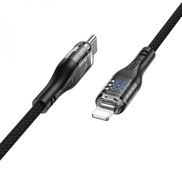 USB Hoco U115 Transparent PD20W With Display Type-C to Lightning 1.2m Черный
