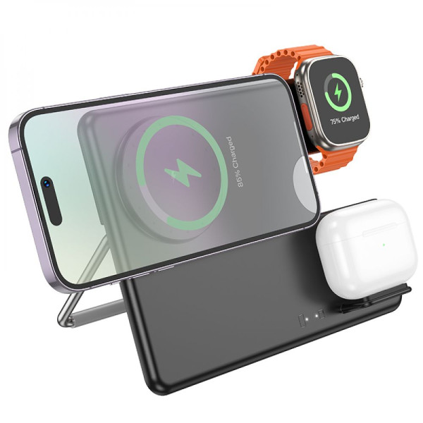 Бездротовий Зарядний Пристрій Hoco CQ1 3-in-1 15W (for iWatch) Чорний