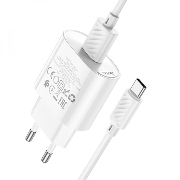Сетевое Зарядное Устройство Hoco C109A 1USB QC 18W+USB to Type-C Белый