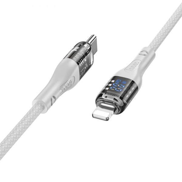 USB Hoco U115 Transparent PD20W With Display Type-C to Lightning 1.2m Черный