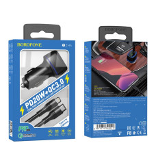 Авто Зарядное Устройство Borofone BZ14A PD20W+QC3.0 Type-C to Lightning 3A Мятая упаковка Черный