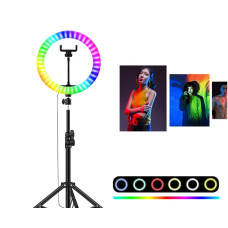 Кільцева LED лампа RGB MJ26, 26см, USB, 5V, 1 кріплення, управління на дроті Без штативу